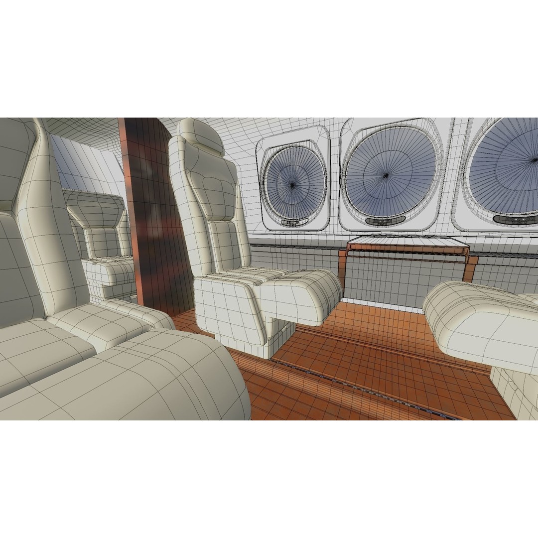 Detailed Aircraft Interior 3D Model – Private Jet Design, Blender - View 35