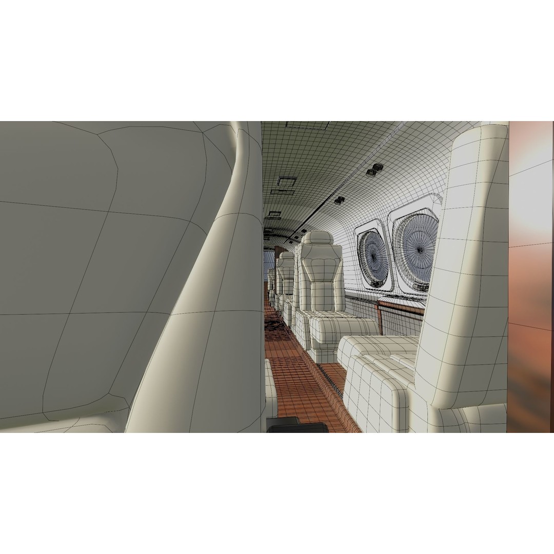 Detailed Aircraft Interior 3D Model – Private Jet Design, Blender - View 41