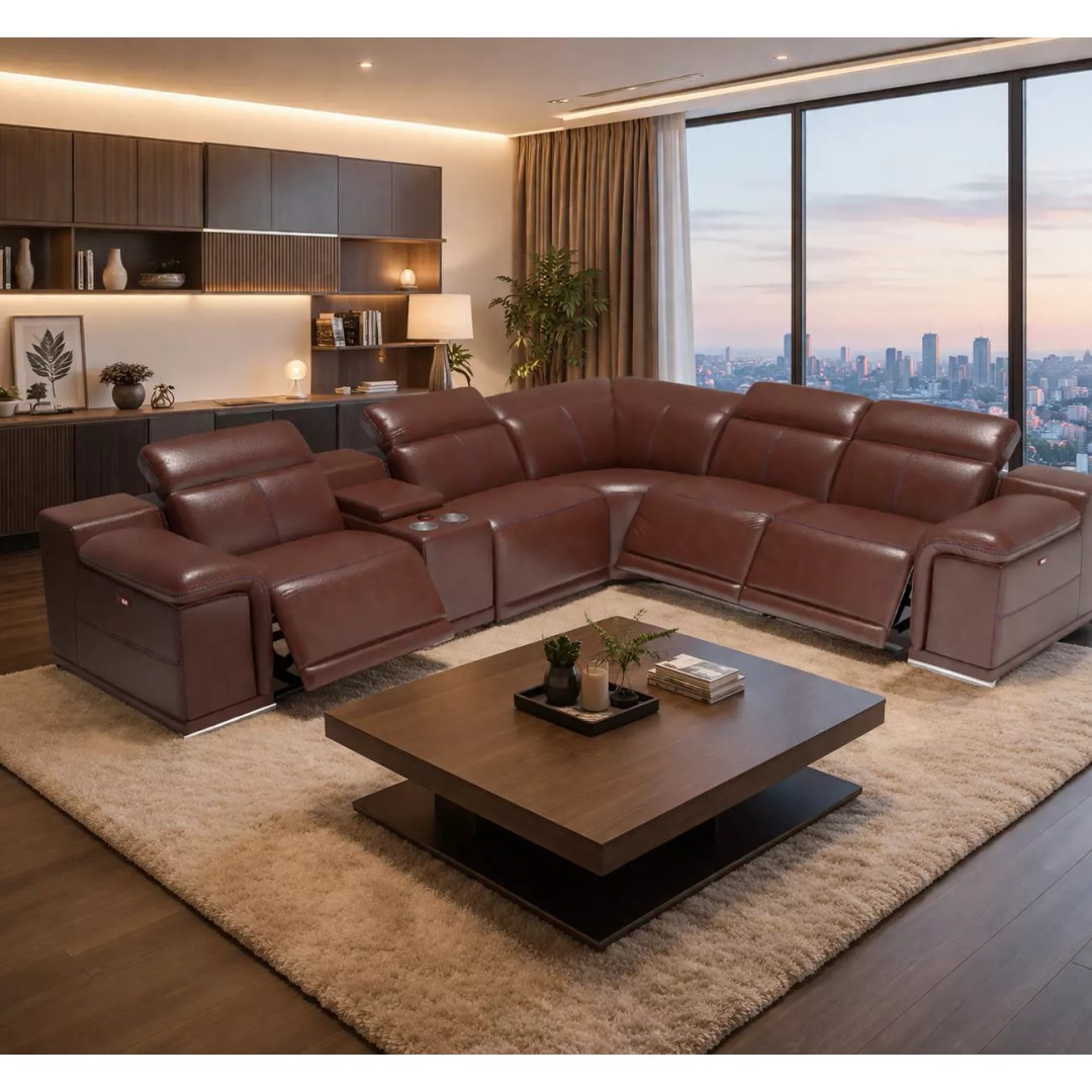 Modern Corner Sofa 3D Model – Luxury Recliner Set, FBX, PBR - View 2