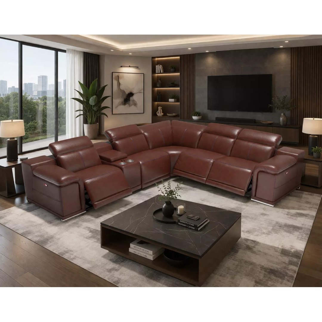 Modern Corner Sofa 3D Model – Luxury Recliner Set, FBX, PBR - View 3
