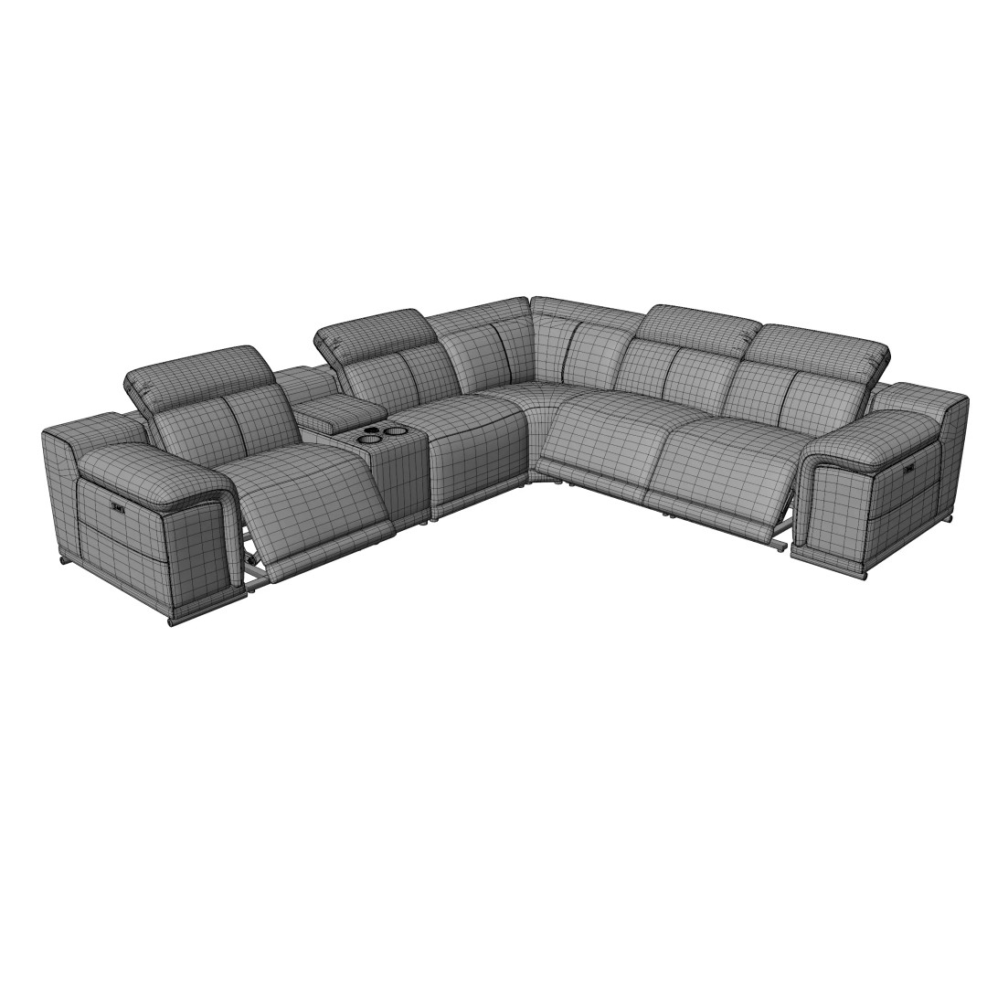 Modern Corner Sofa 3D Model – Luxury Recliner Set, FBX, PBR - View 5