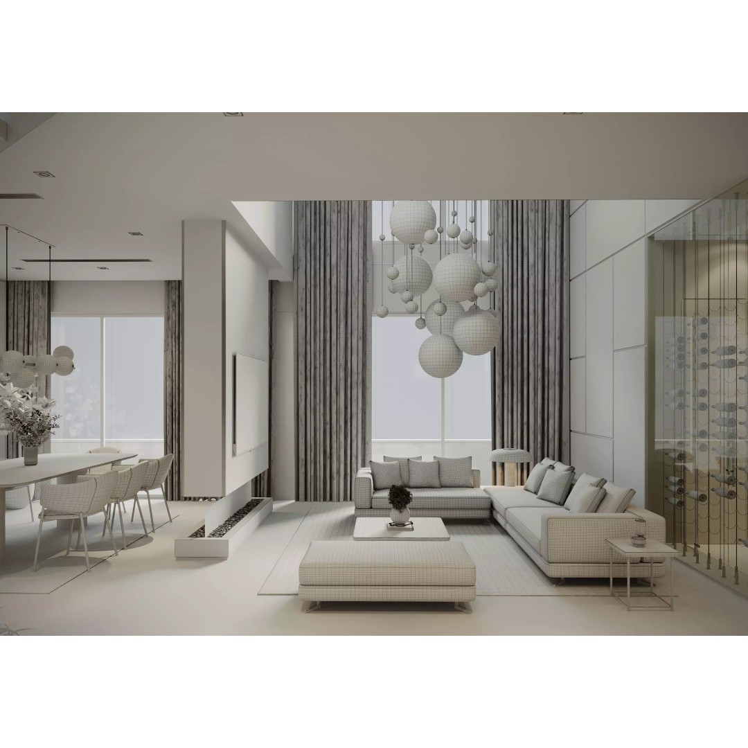 Modern Living & Dining 3D Model – High Poly ArchViz Interior, FBX - View 12