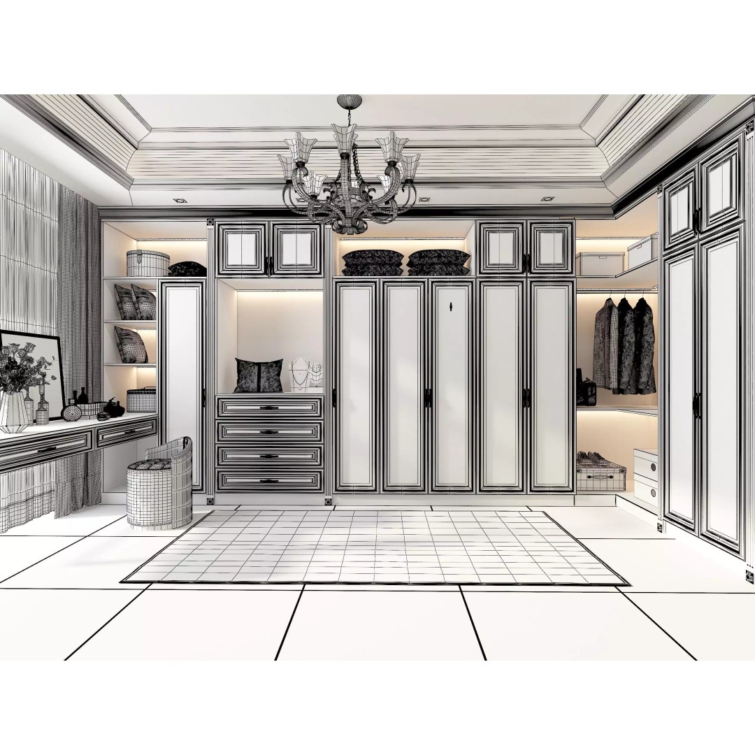 Cloakroom Dressing Room 3D Model – Luxury Interior Asset, FBX/OBJ - View 7