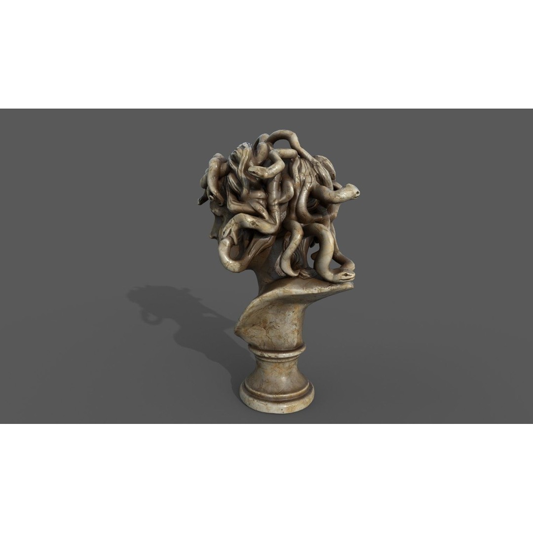 Bust of Medusa 3D Model – Low Poly PBR Sculpture for Archviz - View 11
