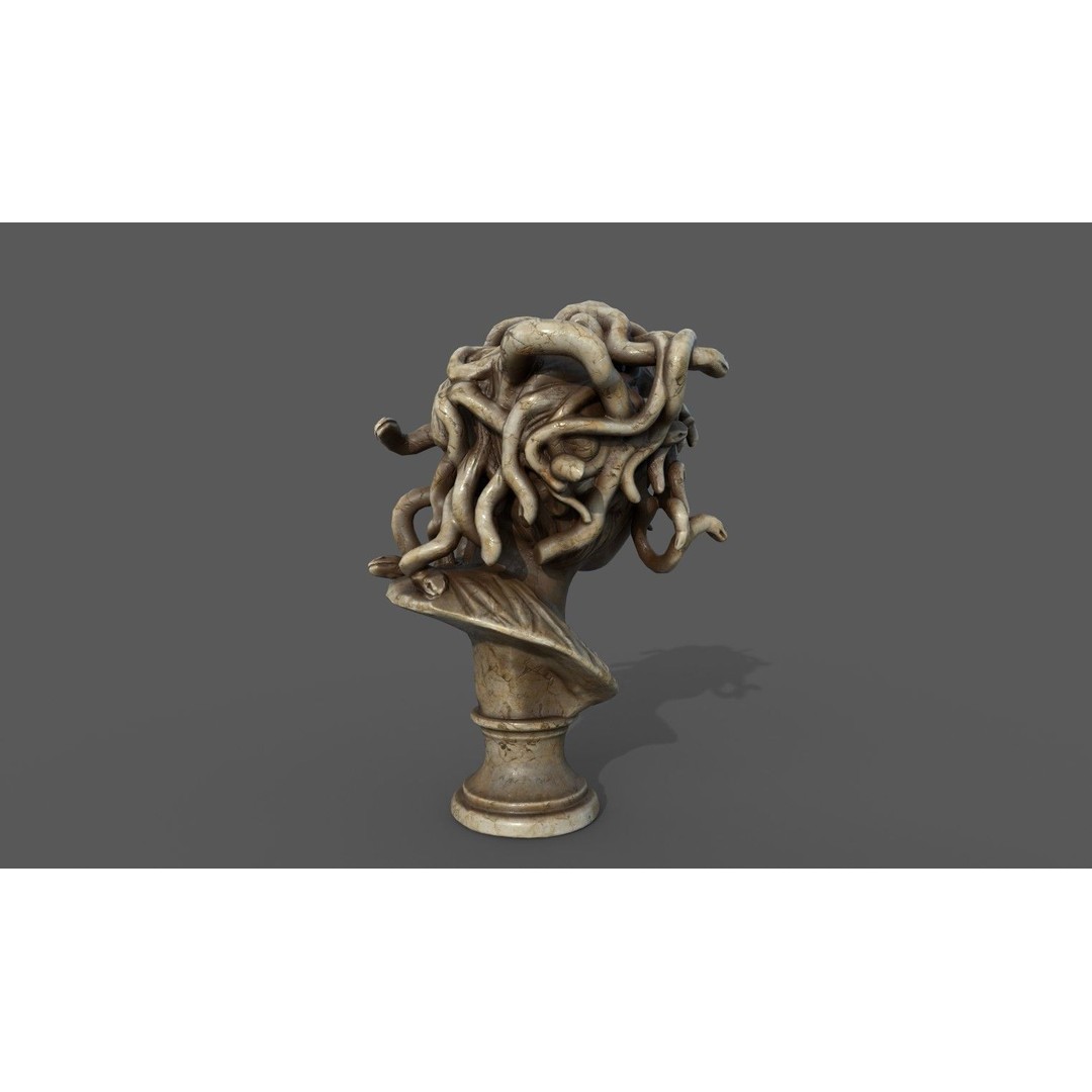 Bust of Medusa 3D Model – Low Poly PBR Sculpture for Archviz - View 12