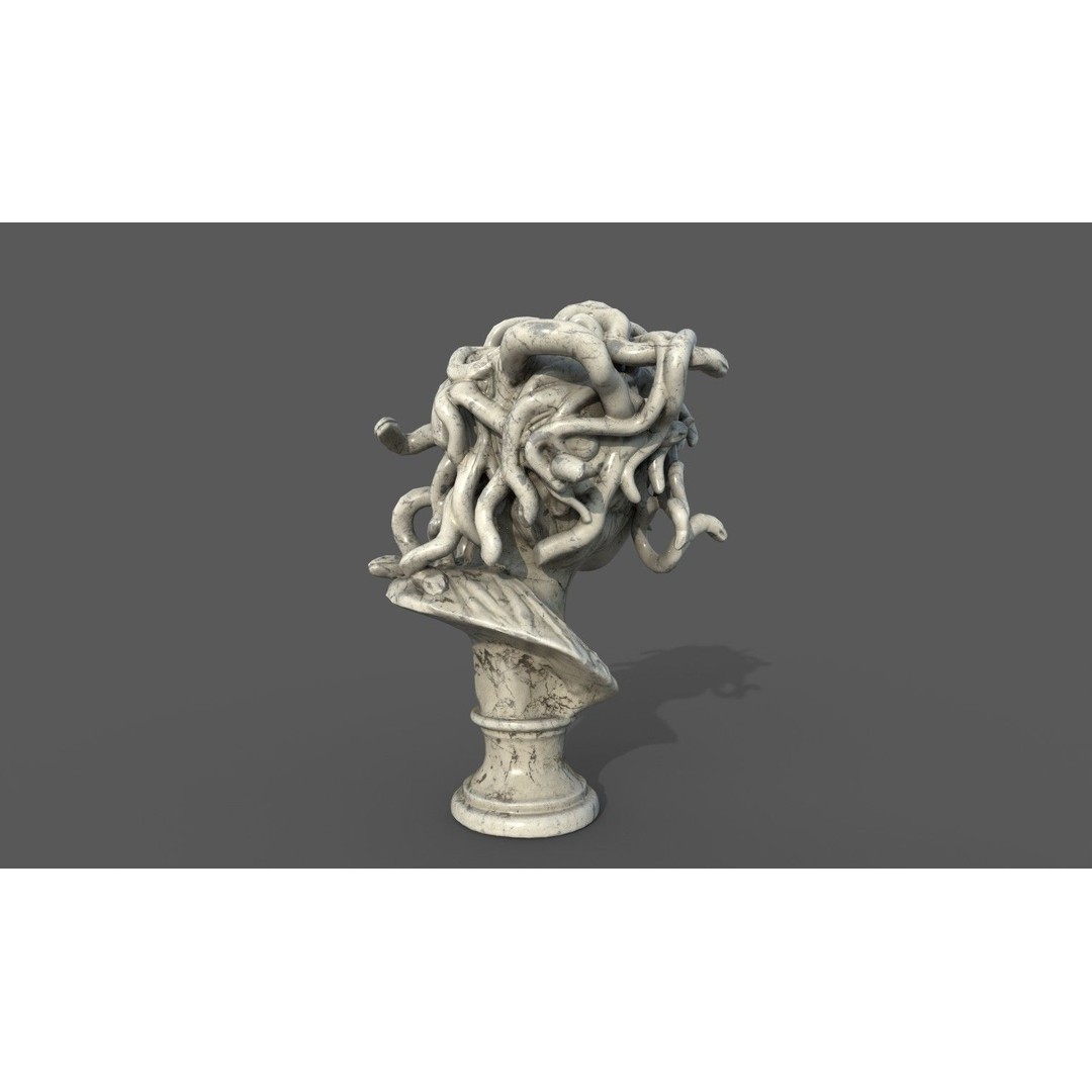 Bust of Medusa 3D Model – Low Poly PBR Sculpture for Archviz - View 13