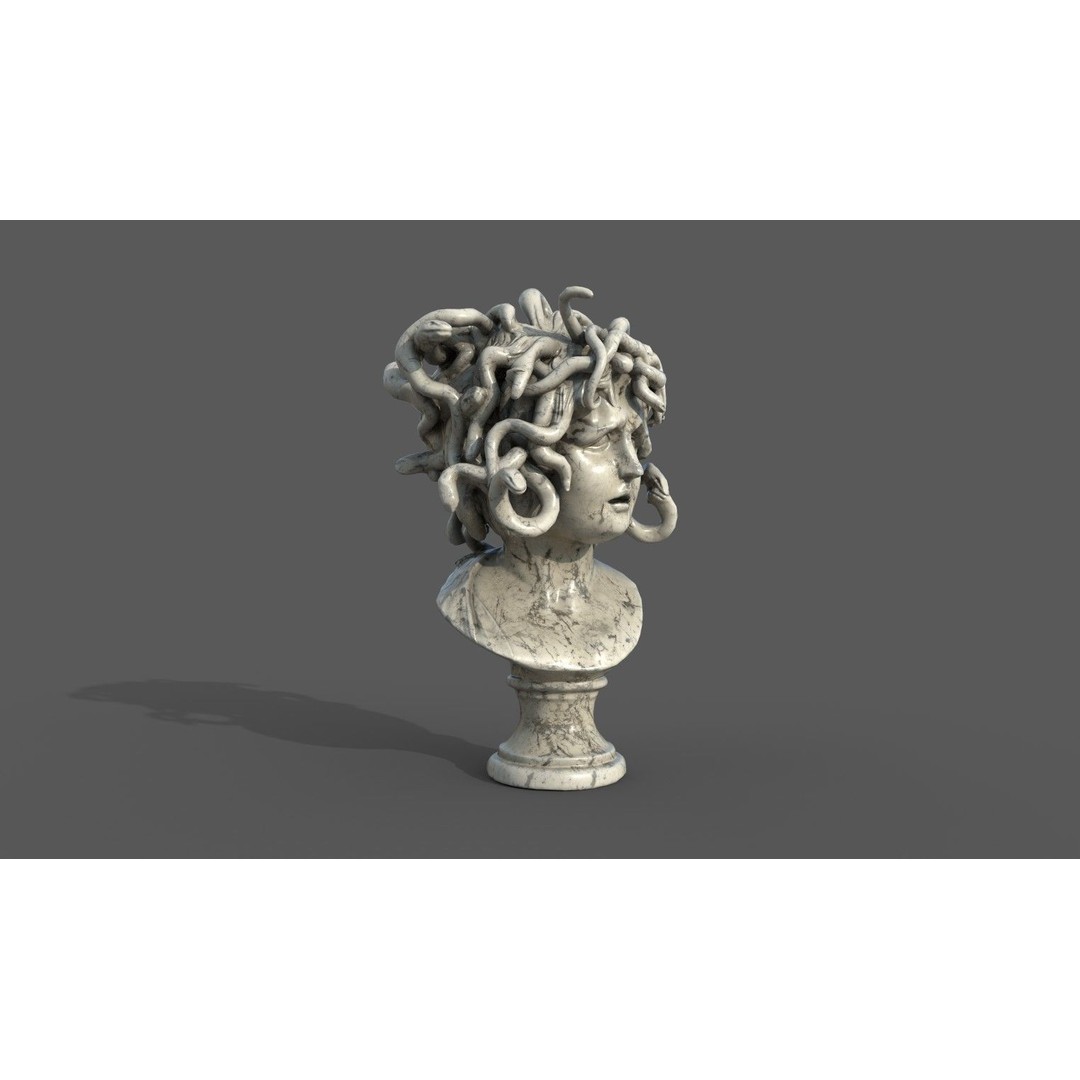 Bust of Medusa 3D Model – Low Poly PBR Sculpture for Archviz - View 14