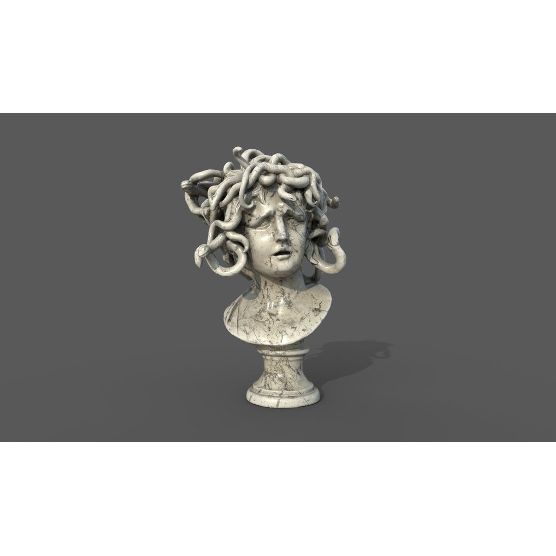 Bust of Medusa 3D Model – Low Poly PBR Sculpture for Archviz - View 15
