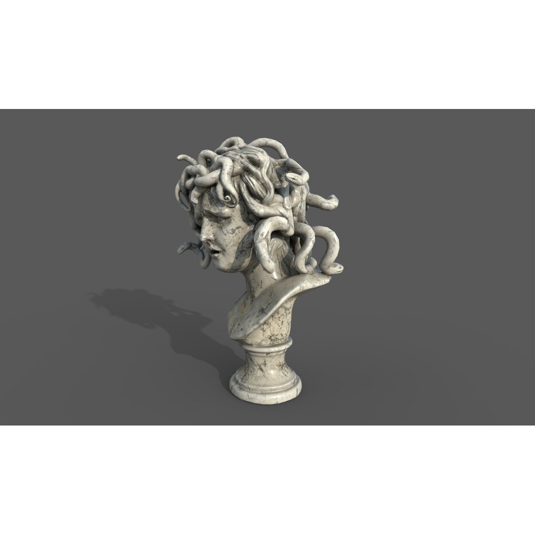 Bust of Medusa 3D Model – Low Poly PBR Sculpture for Archviz - View 16