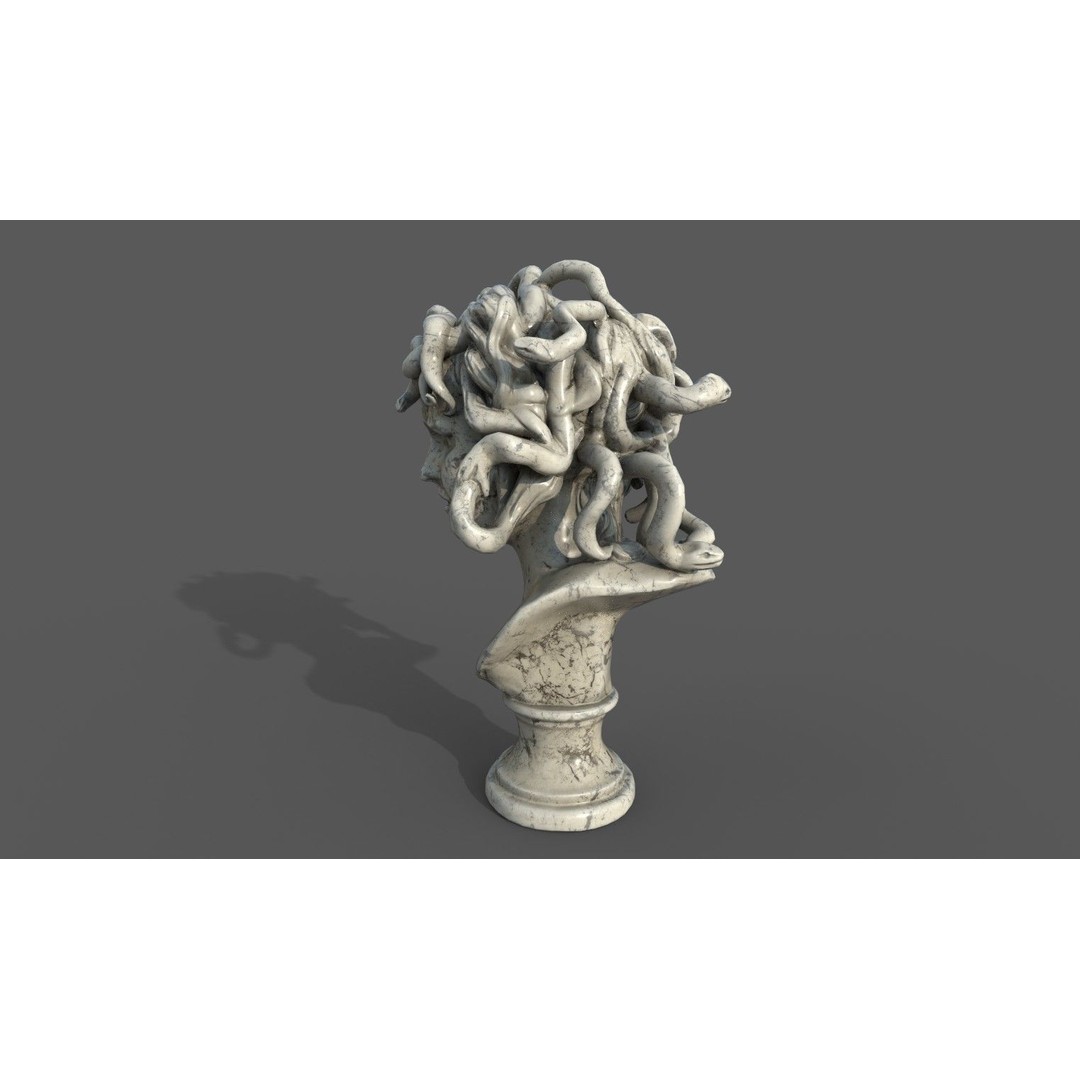 Bust of Medusa 3D Model – Low Poly PBR Sculpture for Archviz - View 17