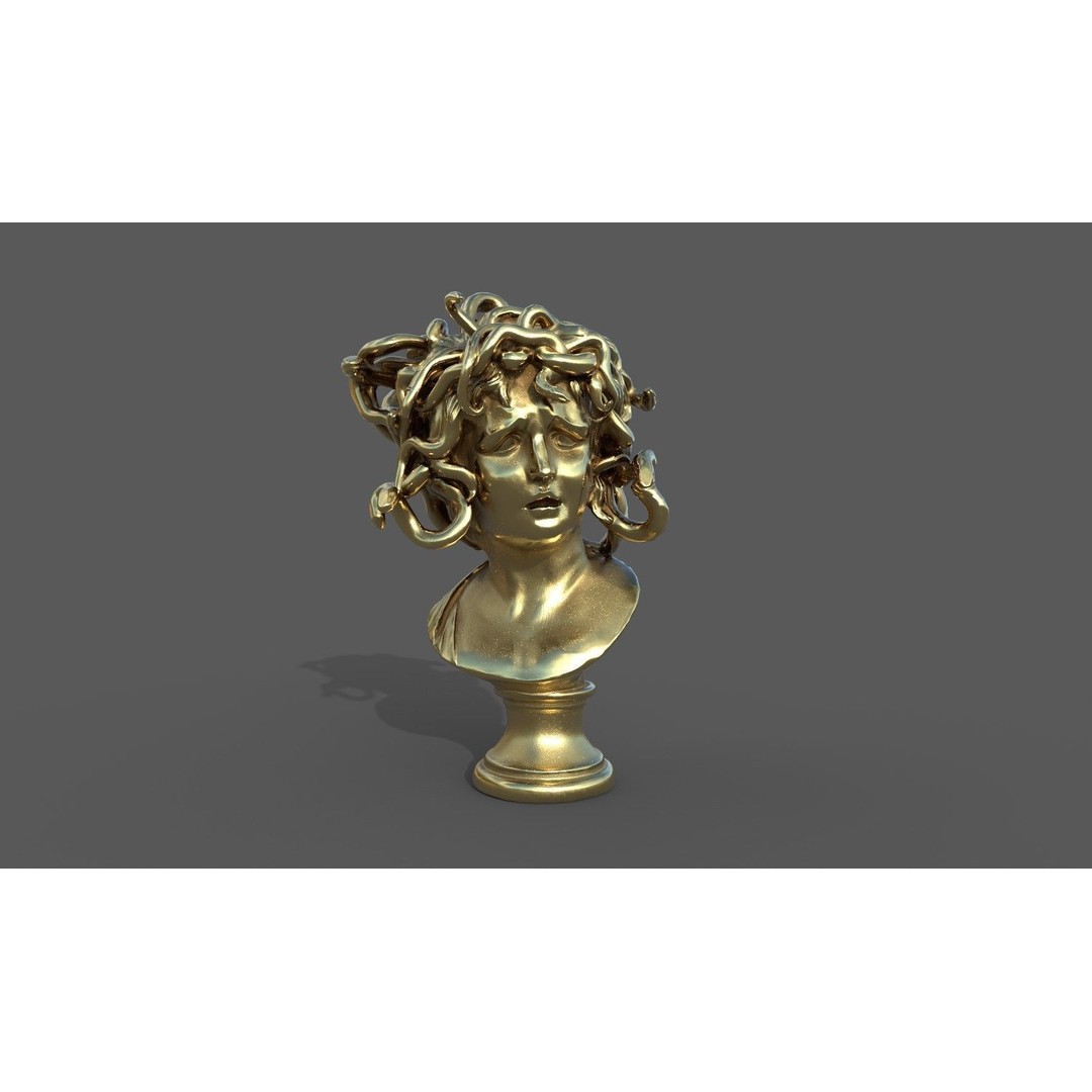Bust of Medusa 3D Model – Low Poly PBR Sculpture for Archviz - View 18