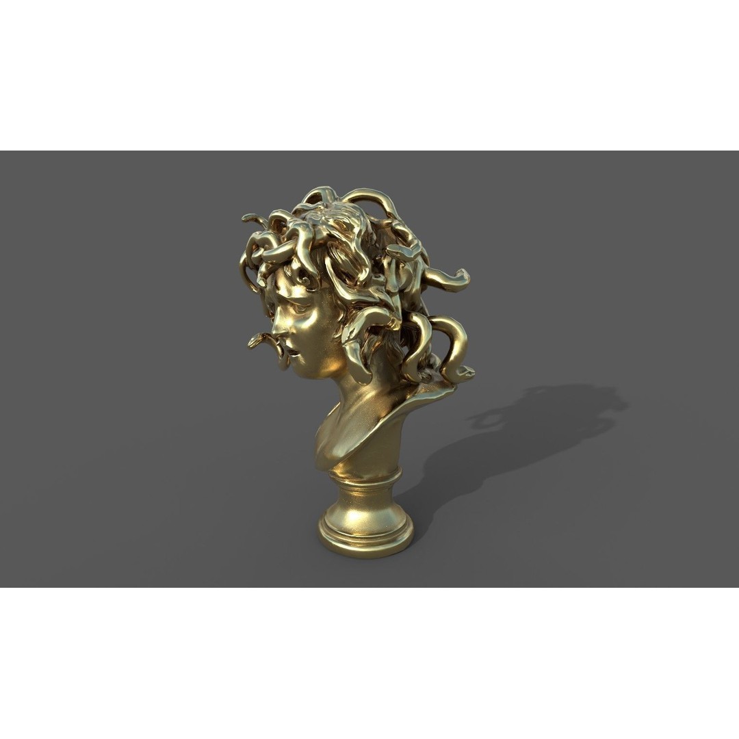 Bust of Medusa 3D Model – Low Poly PBR Sculpture for Archviz - View 19