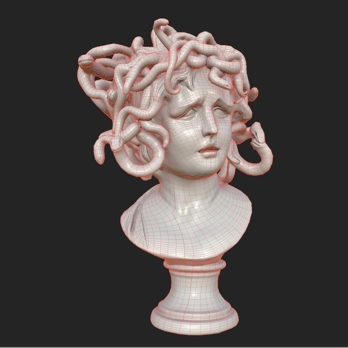 Bust of Medusa 3D Model – Low Poly PBR Sculpture for Archviz - View 21