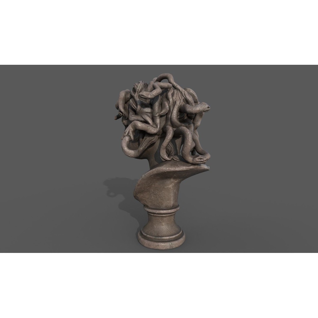 Bust of Medusa 3D Model – Low Poly PBR Sculpture for Archviz - View 5