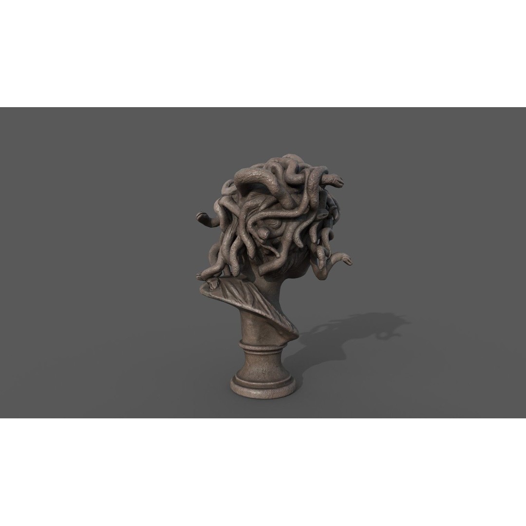 Bust of Medusa 3D Model – Low Poly PBR Sculpture for Archviz - View 6