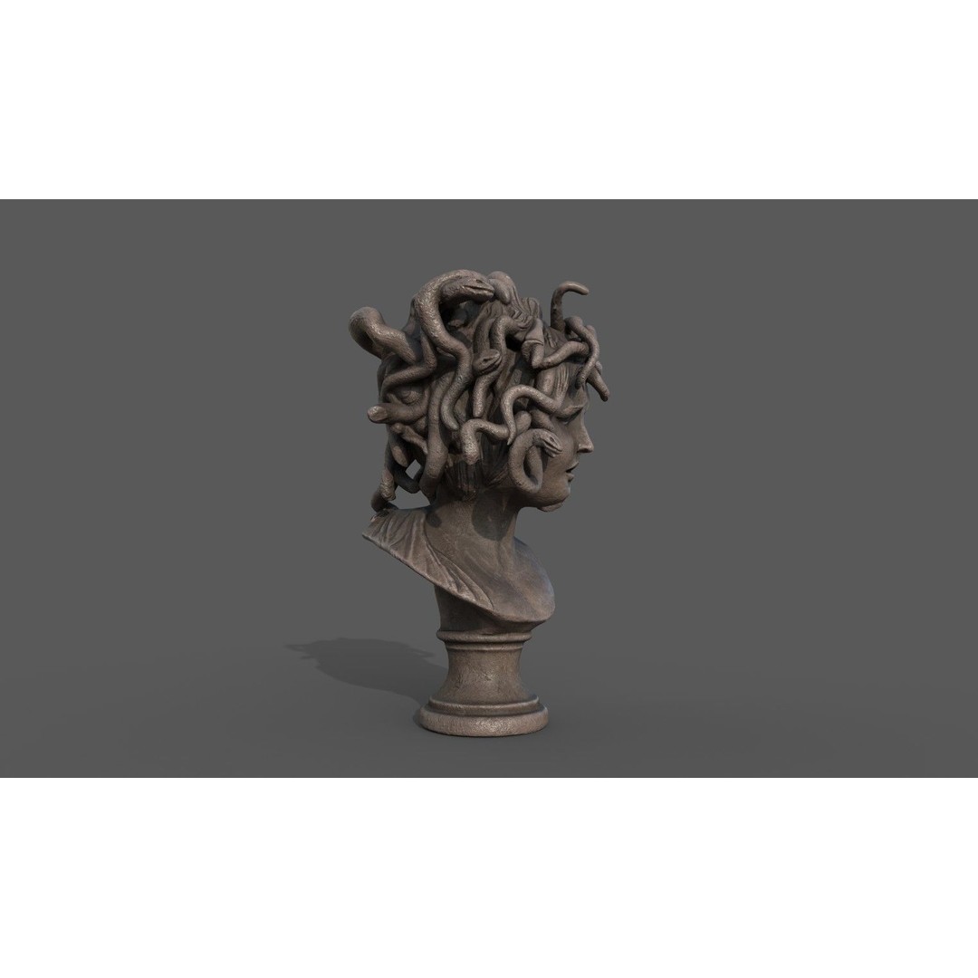 Bust of Medusa 3D Model – Low Poly PBR Sculpture for Archviz - View 7