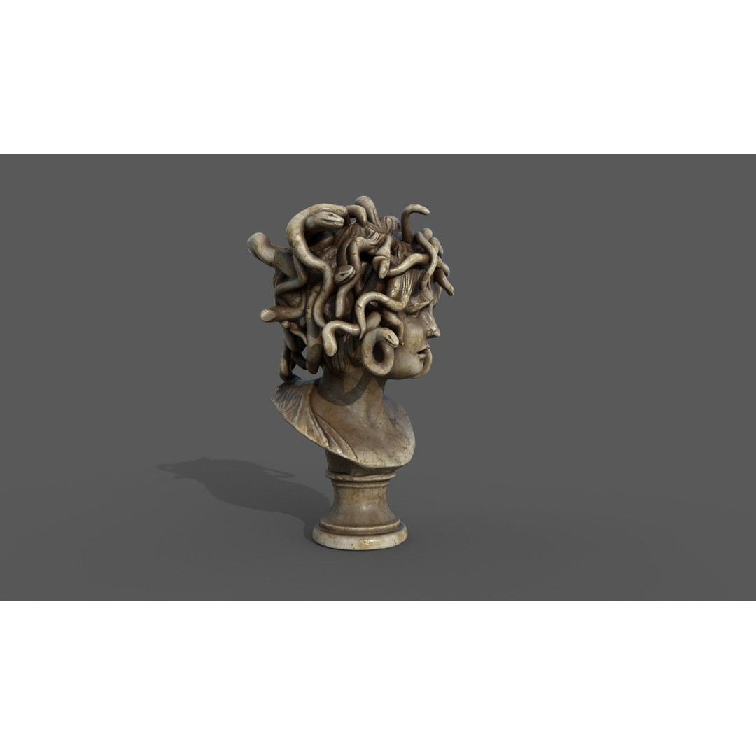 Bust of Medusa 3D Model – Low Poly PBR Sculpture for Archviz - View 8