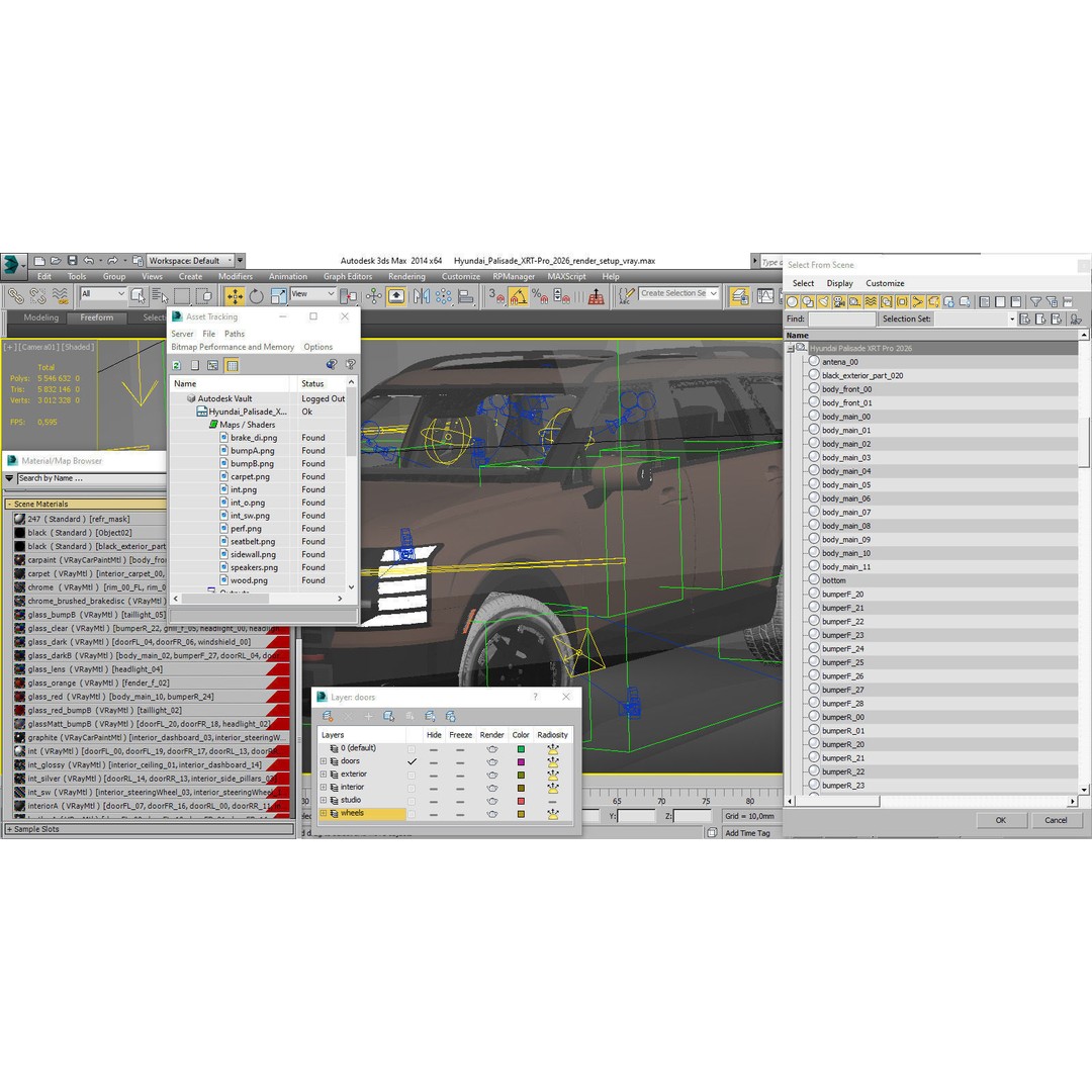 Hyundai Palisade XRT-Pro 2026 3D Model – Detailed SUV Asset, FBX, OBJ, Blender - View 43