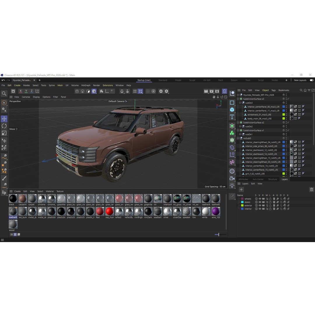 Hyundai Palisade XRT-Pro 2026 3D Model – Detailed SUV Asset, FBX, OBJ, Blender - View 44