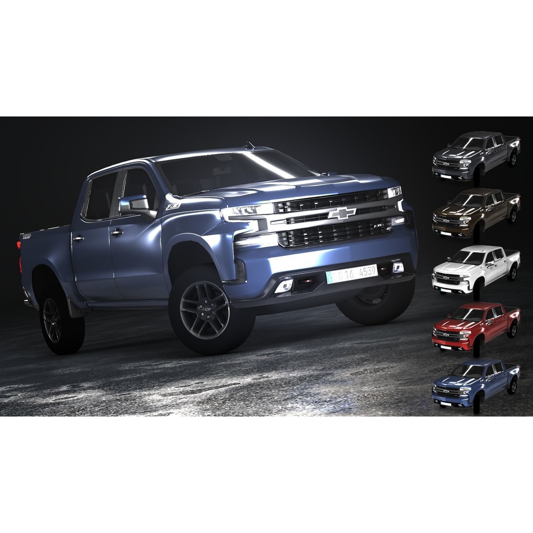 Chevrolet Silverado 2020 3D Model – Low Poly Game Ready Asset, FBX, OBJ - View 3