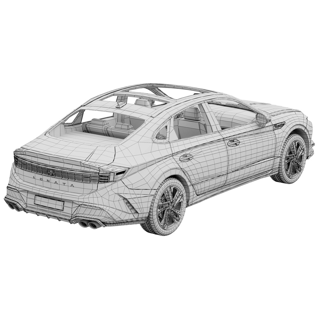 Hyundai Sonata N-Line 2024 3D Model – Detailed Sedan for Advertising, FBX