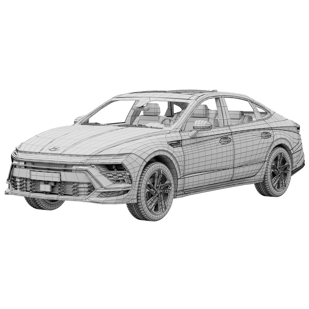 Hyundai Sonata N-Line 2024 3D Model – Detailed Sedan for Advertising, FBX - View 15