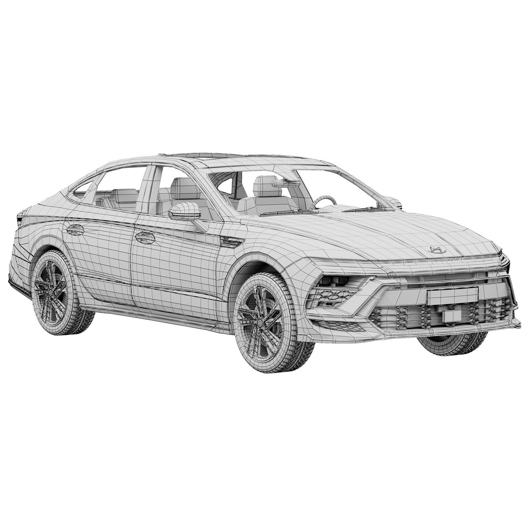 Hyundai Sonata N-Line 2024 3D Model – Detailed Sedan for Advertising, FBX - View 16