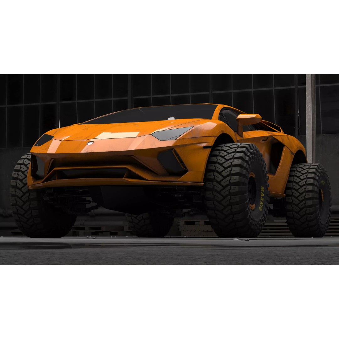 Monster Car 3D Model – Low Poly Concept Vehicle, PBR Textures - View 10