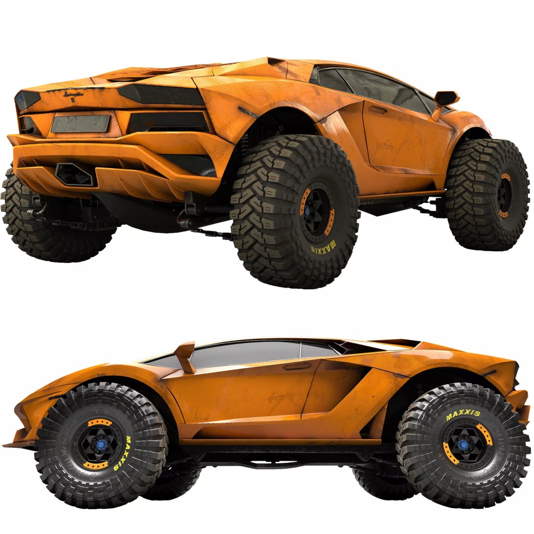 Monster Car 3D Model – Low Poly Concept Vehicle, PBR Textures - View 17