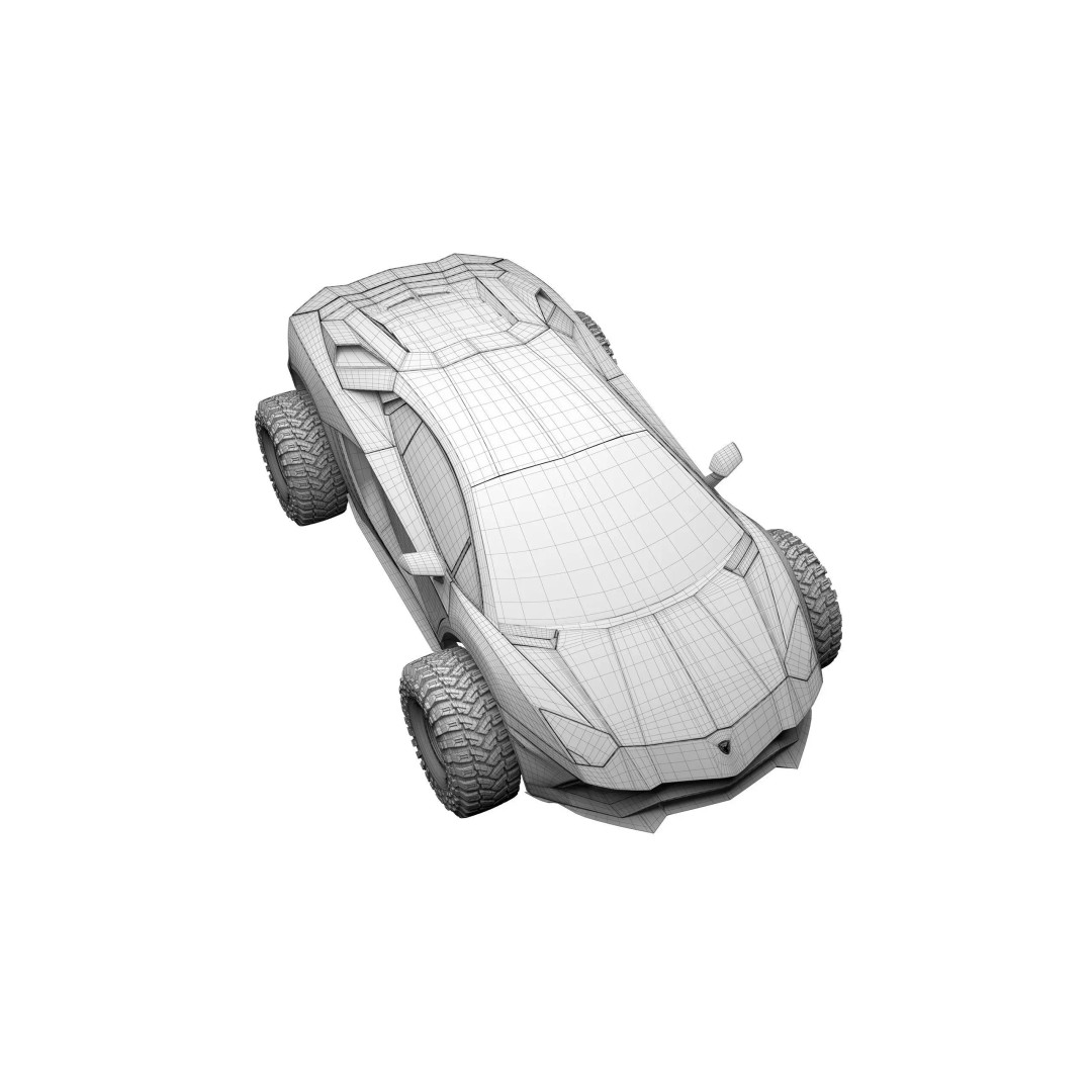 Monster Car 3D Model – Low Poly Concept Vehicle, PBR Textures - View 18