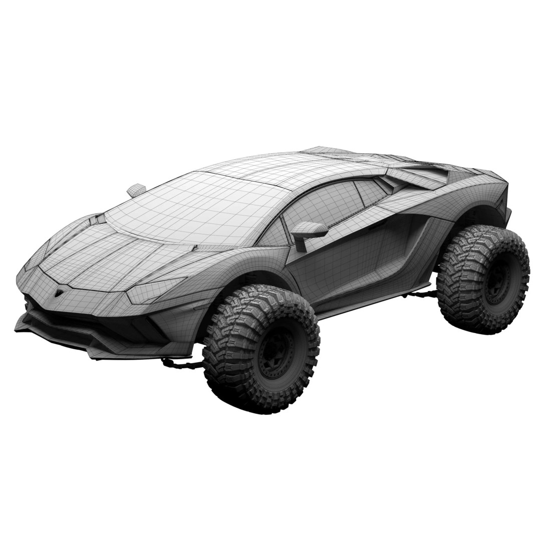 Monster Car 3D Model – Low Poly Concept Vehicle, PBR Textures - View 19