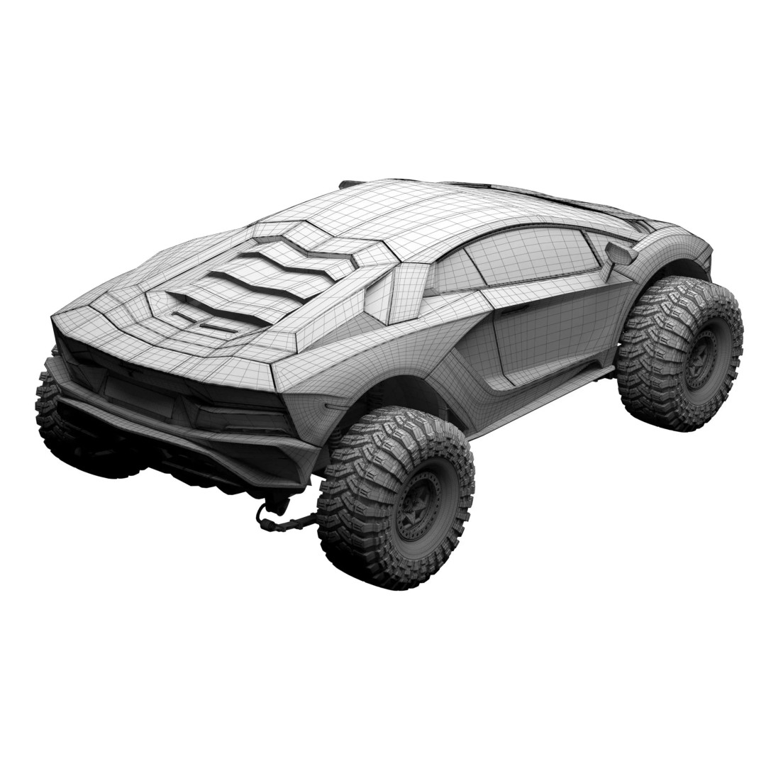 Monster Car 3D Model – Low Poly Concept Vehicle, PBR Textures - View 20