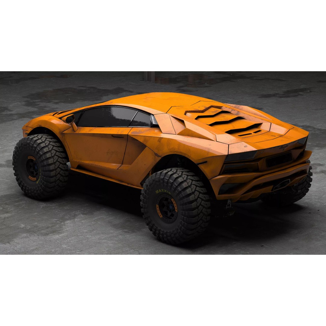 Monster Car 3D Model – Low Poly Concept Vehicle, PBR Textures - View 9