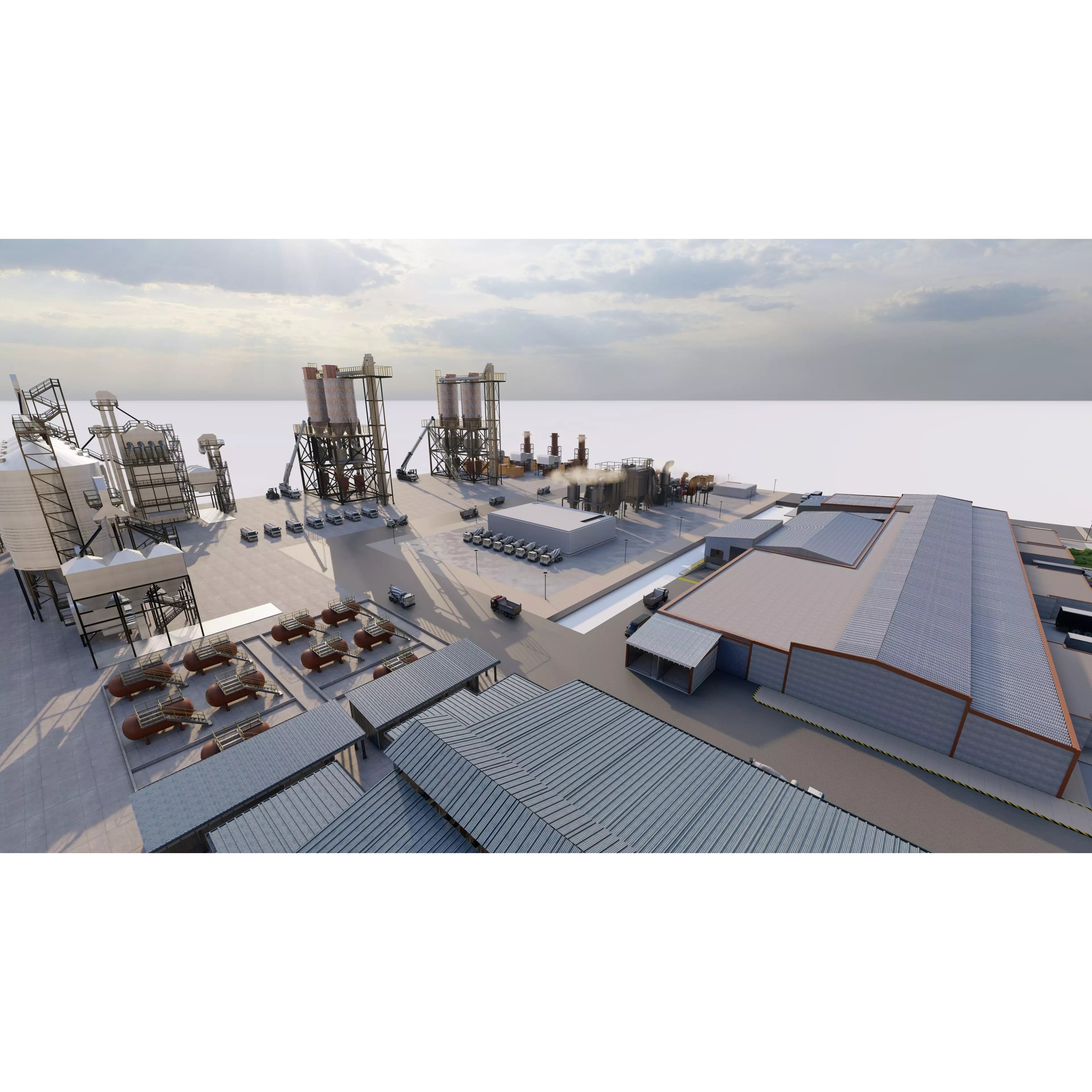 Industrial Factory - Low-Poly Game-Ready 3D Model