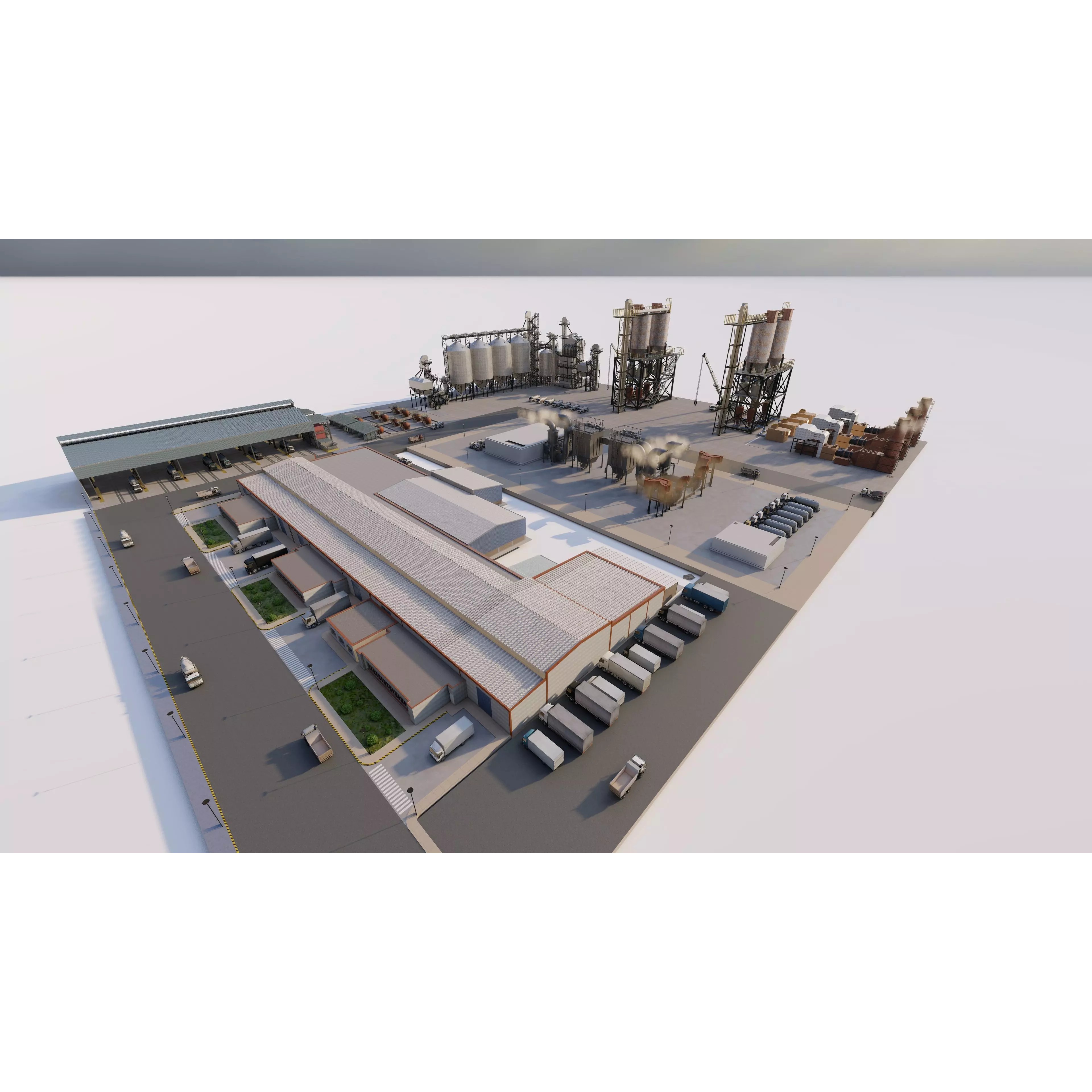 Industrial Factory - Low-Poly Game-Ready 3D Model - View 2