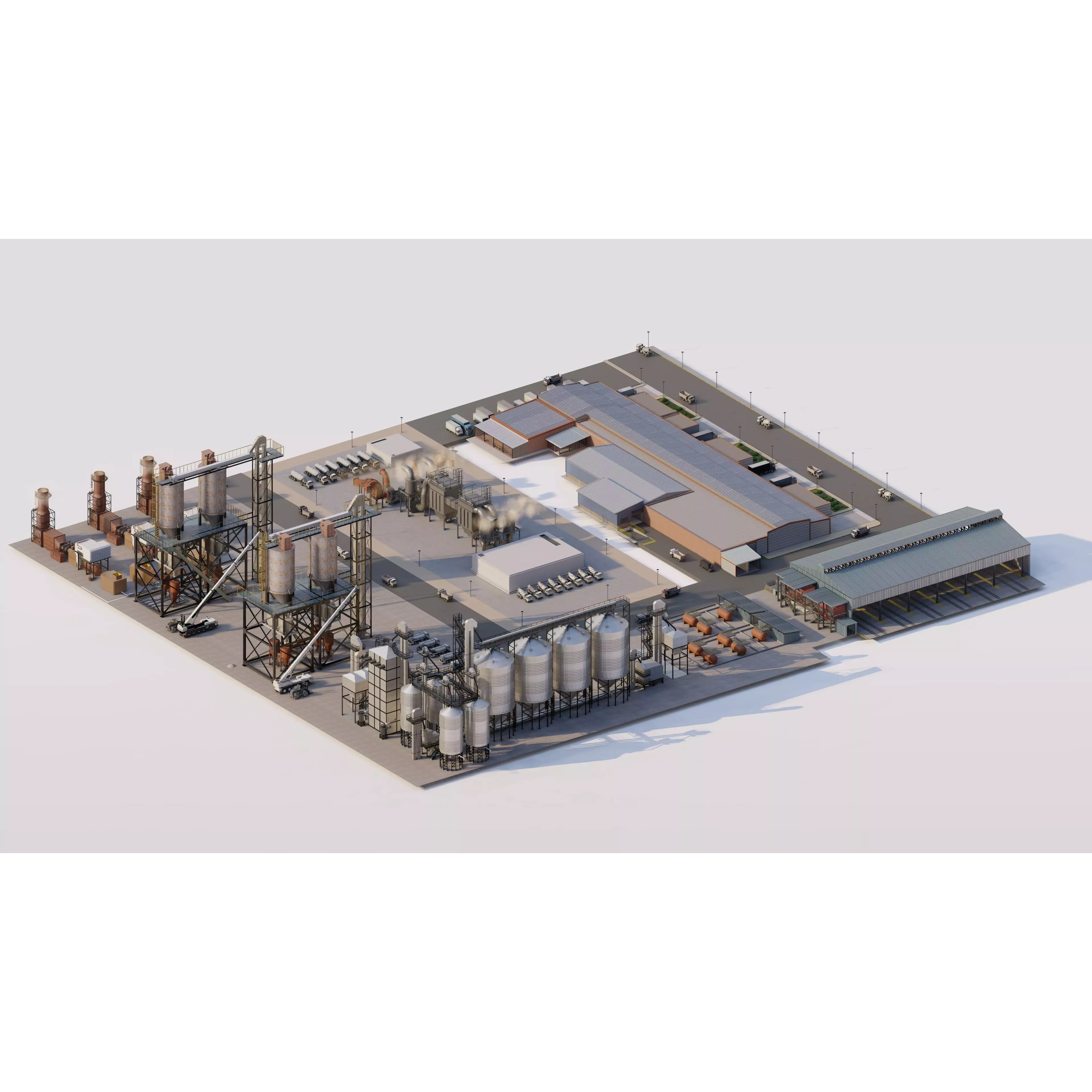 Industrial Factory - Low-Poly Game-Ready 3D Model - View 3