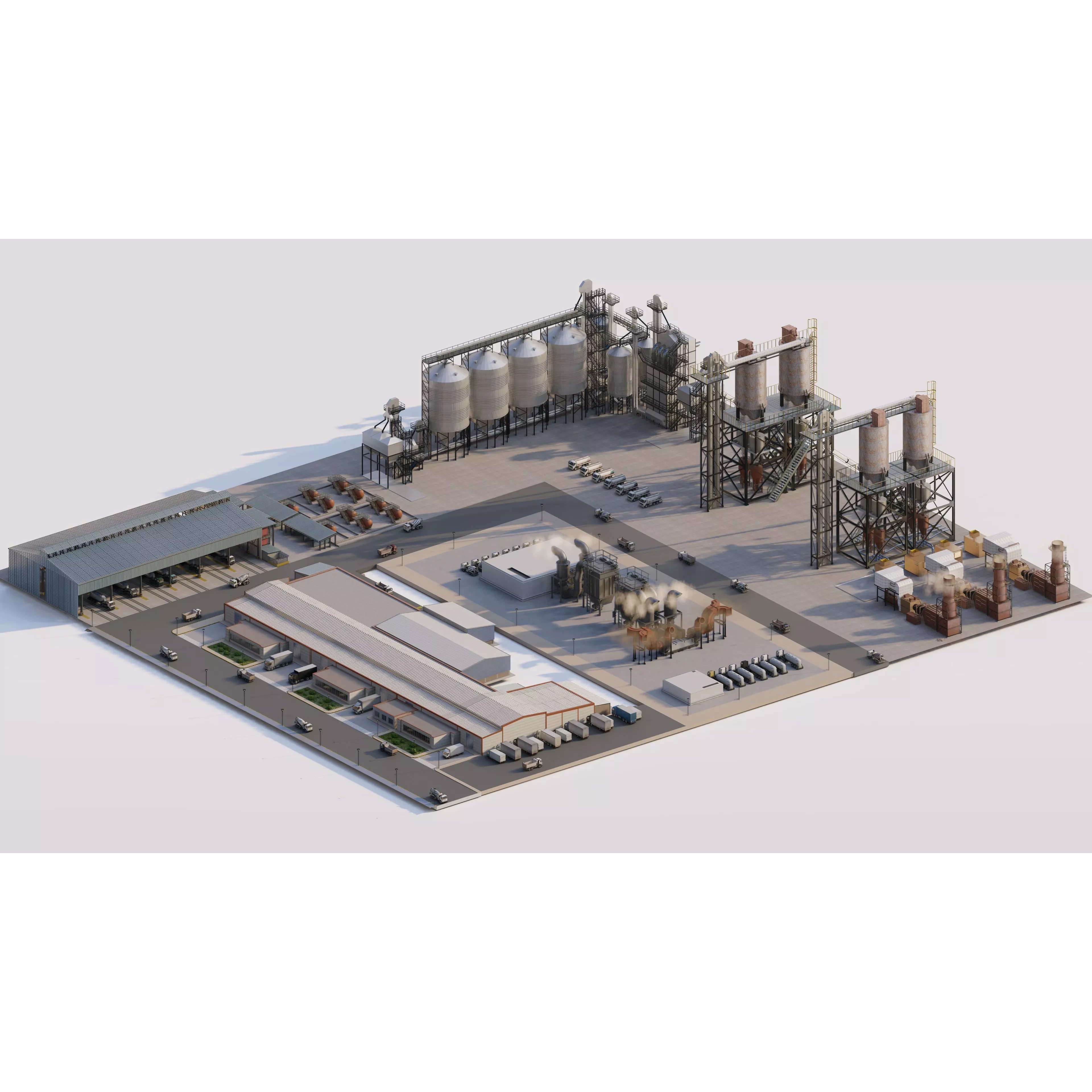 Industrial Factory - Low-Poly Game-Ready 3D Model - View 4