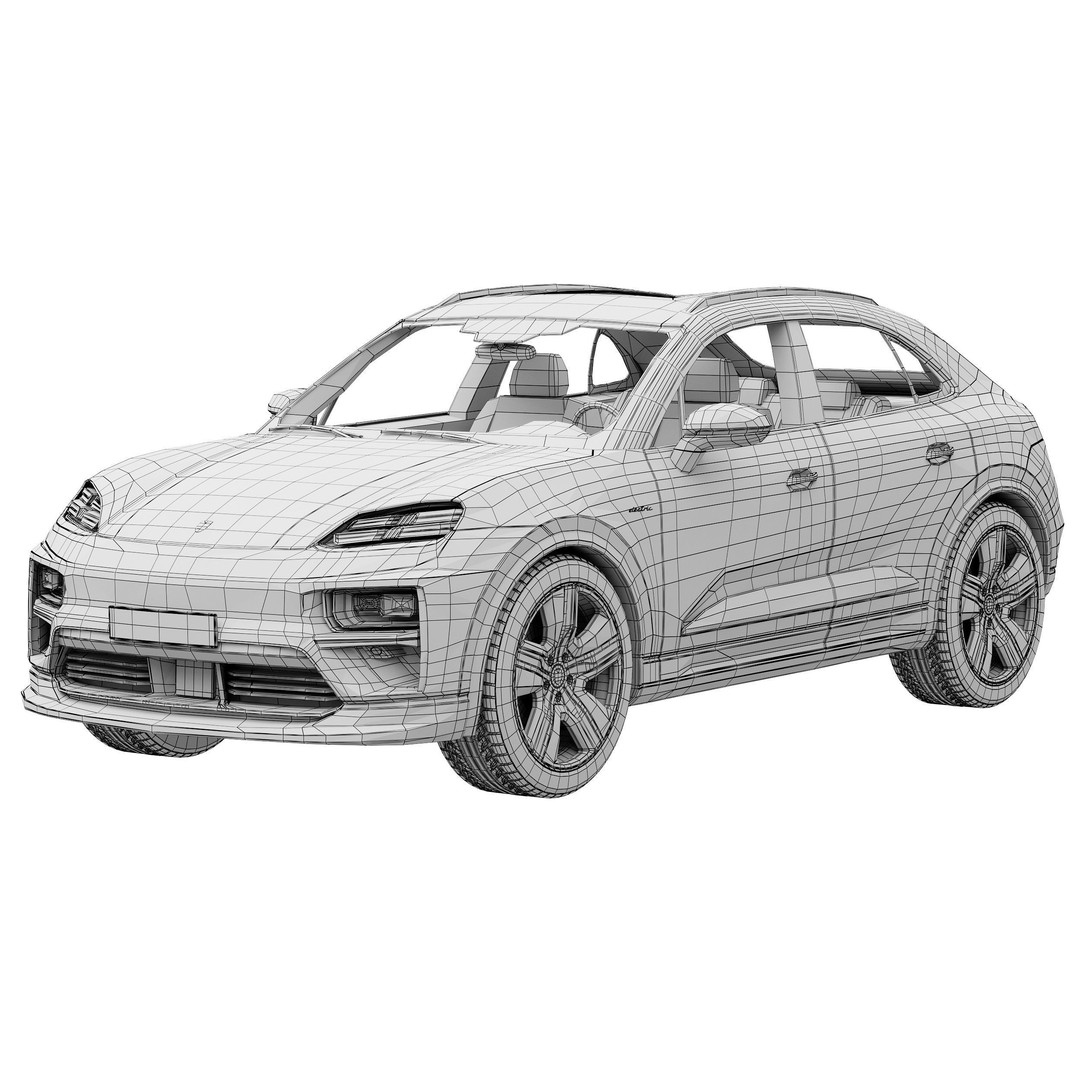Porsche Macan Turbo Electric 3D Model – High Poly Game Asset, FBX, OBJ - View 15