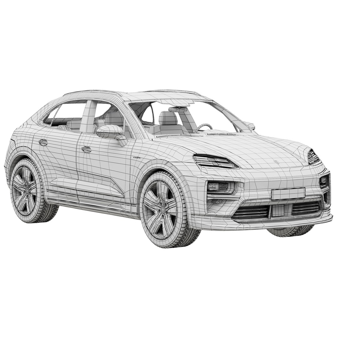 Porsche Macan Turbo Electric 3D Model – High Poly Game Asset, FBX, OBJ - View 16