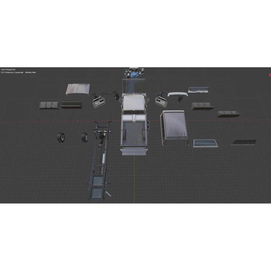1978 F-350 SuperCab 3D Model – High Poly Truck with Bed Cap, Blender, OBJ
