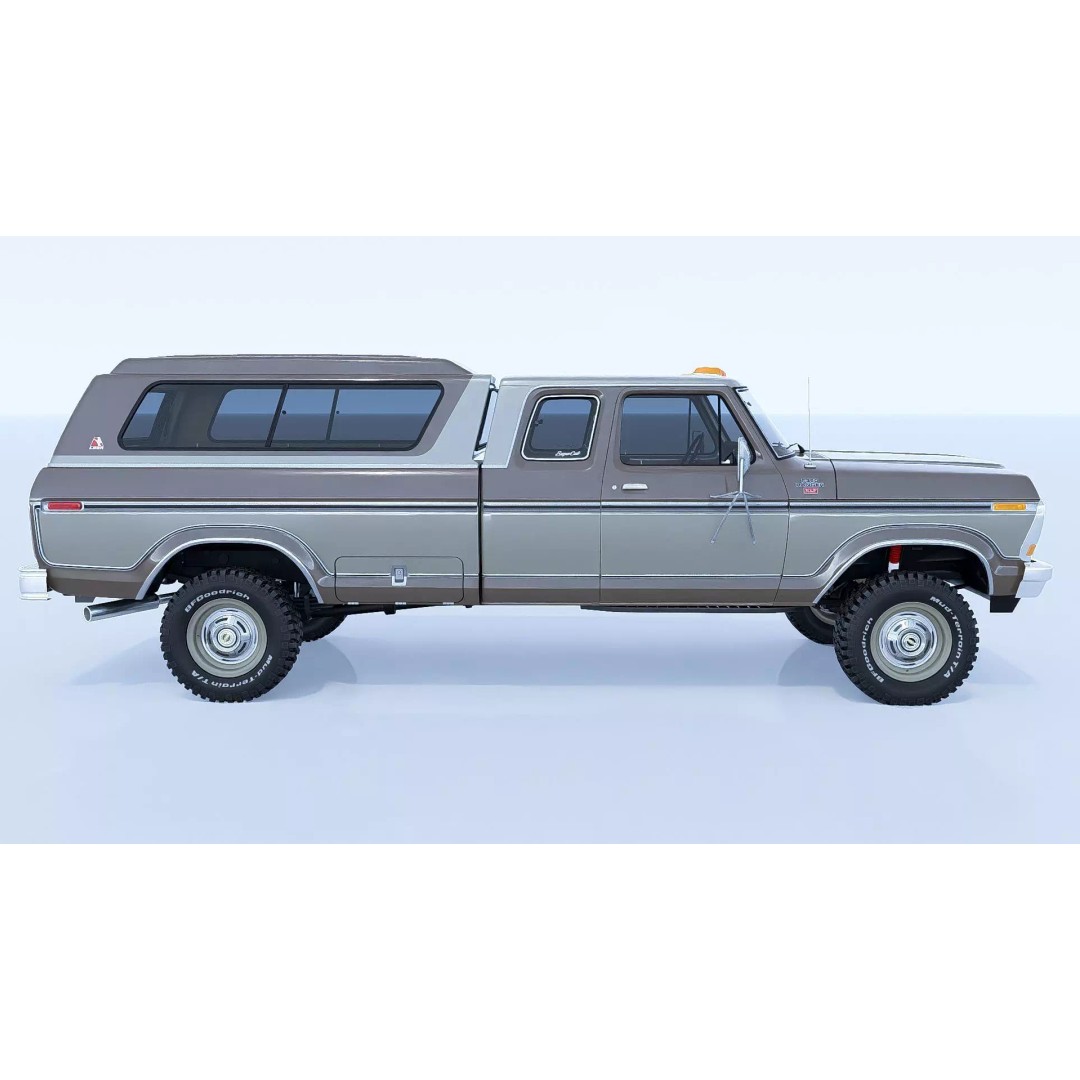 1978 F-350 SuperCab 3D Model – High Poly Truck with Bed Cap, Blender, OBJ - View 10