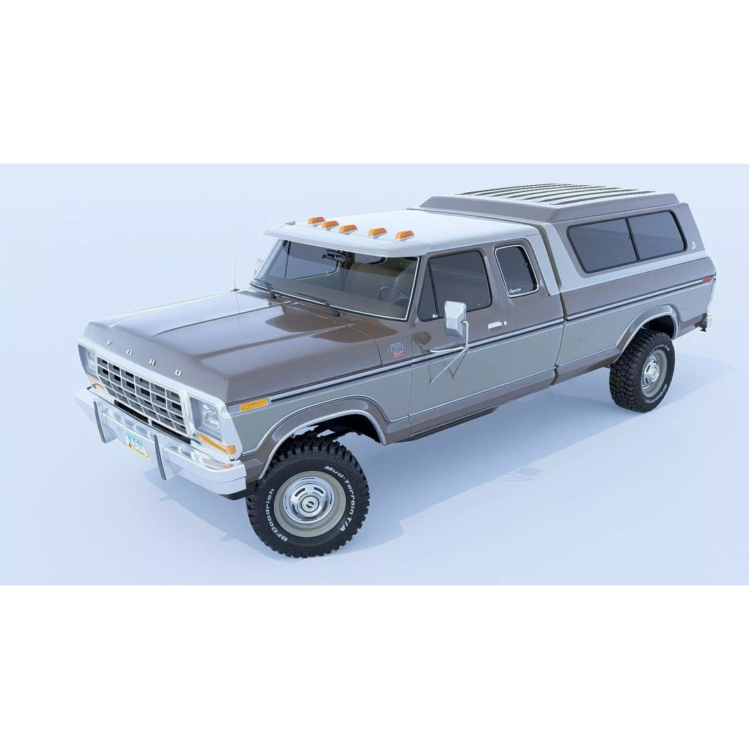 1978 F-350 SuperCab 3D Model – High Poly Truck with Bed Cap, Blender, OBJ - View 11