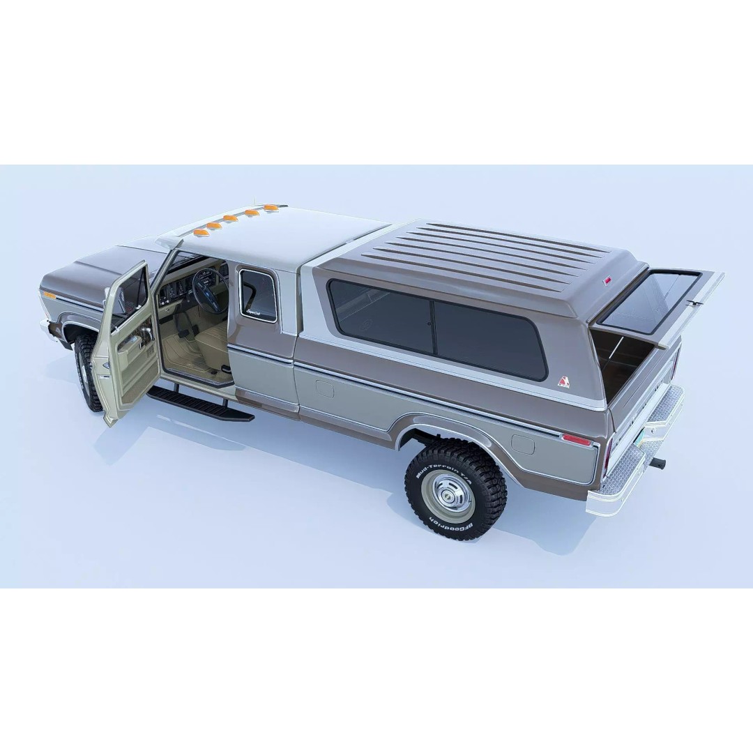 1978 F-350 SuperCab 3D Model – High Poly Truck with Bed Cap, Blender, OBJ - View 13