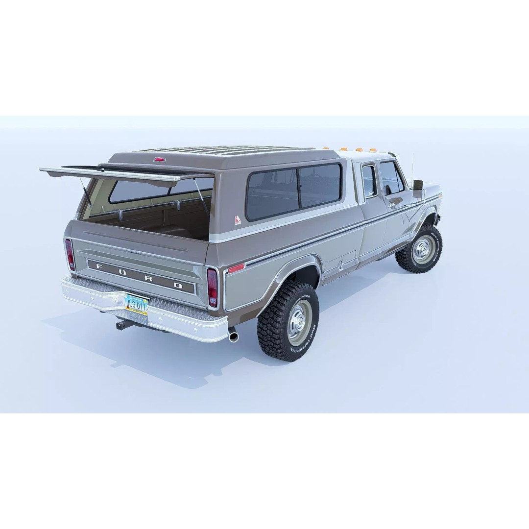 1978 F-350 SuperCab 3D Model – High Poly Truck with Bed Cap, Blender, OBJ - View 14