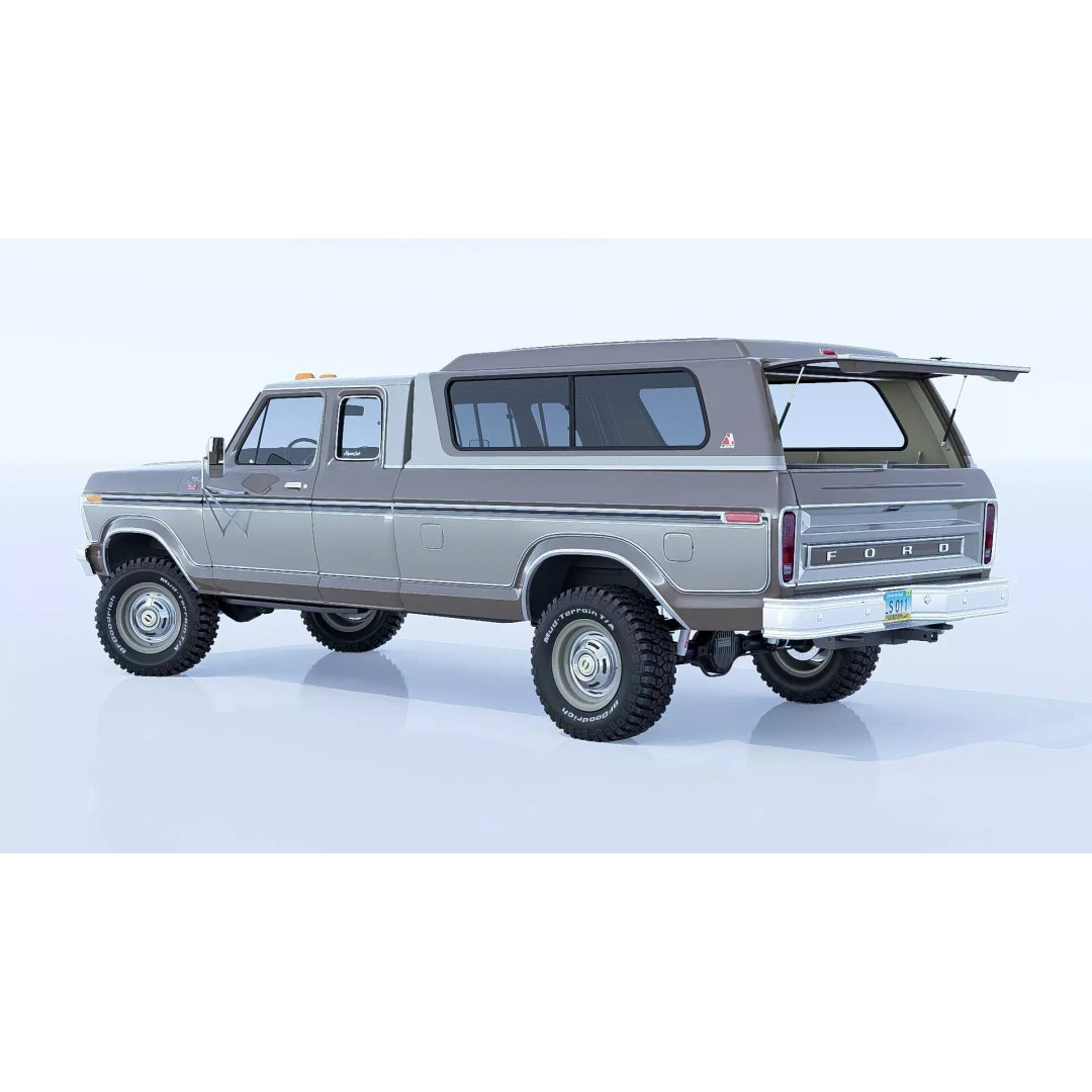 1978 F-350 SuperCab 3D Model – High Poly Truck with Bed Cap, Blender, OBJ - View 16