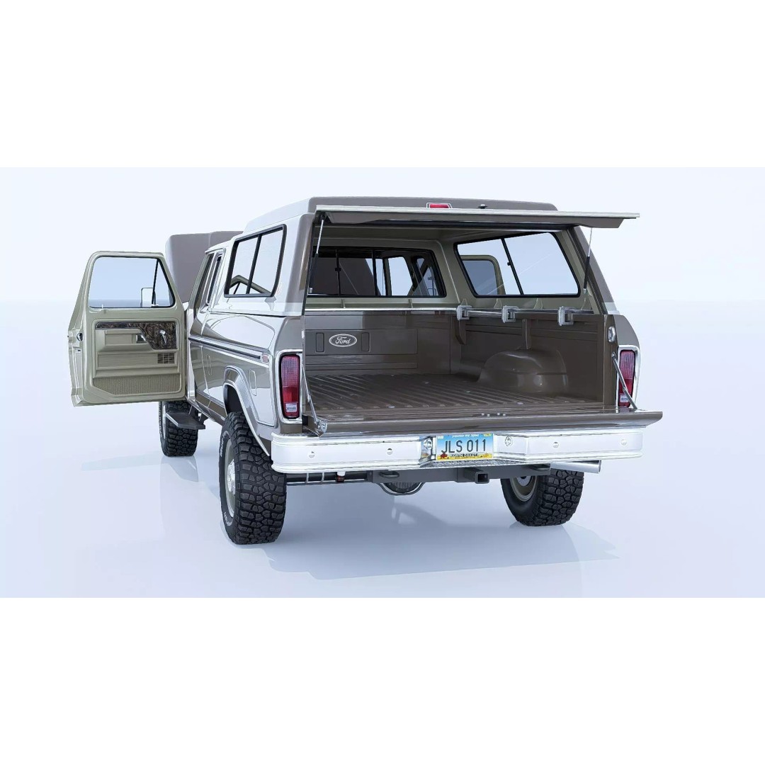 1978 F-350 SuperCab 3D Model – High Poly Truck with Bed Cap, Blender, OBJ - View 18