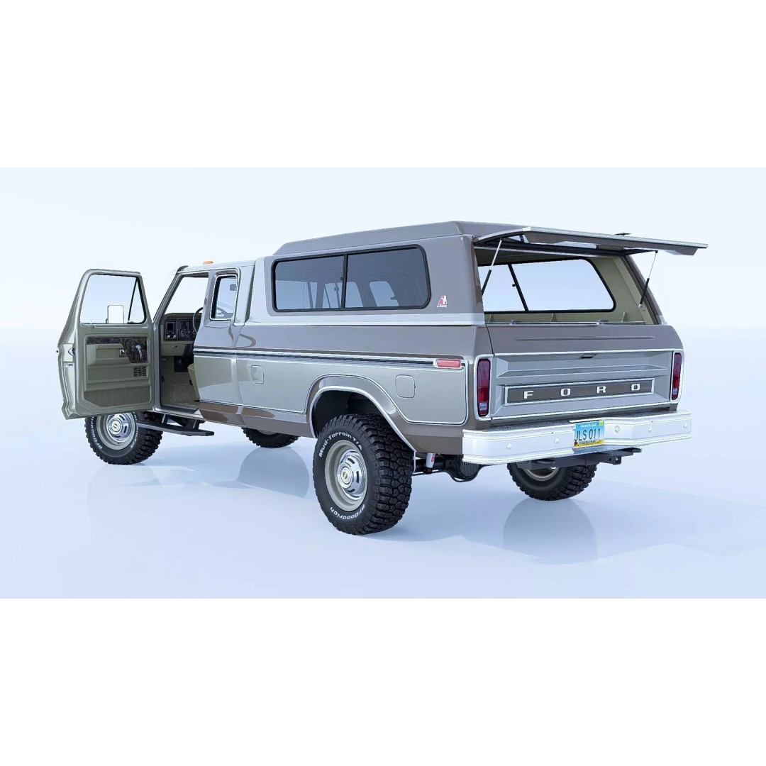 1978 F-350 SuperCab 3D Model – High Poly Truck with Bed Cap, Blender, OBJ - View 20