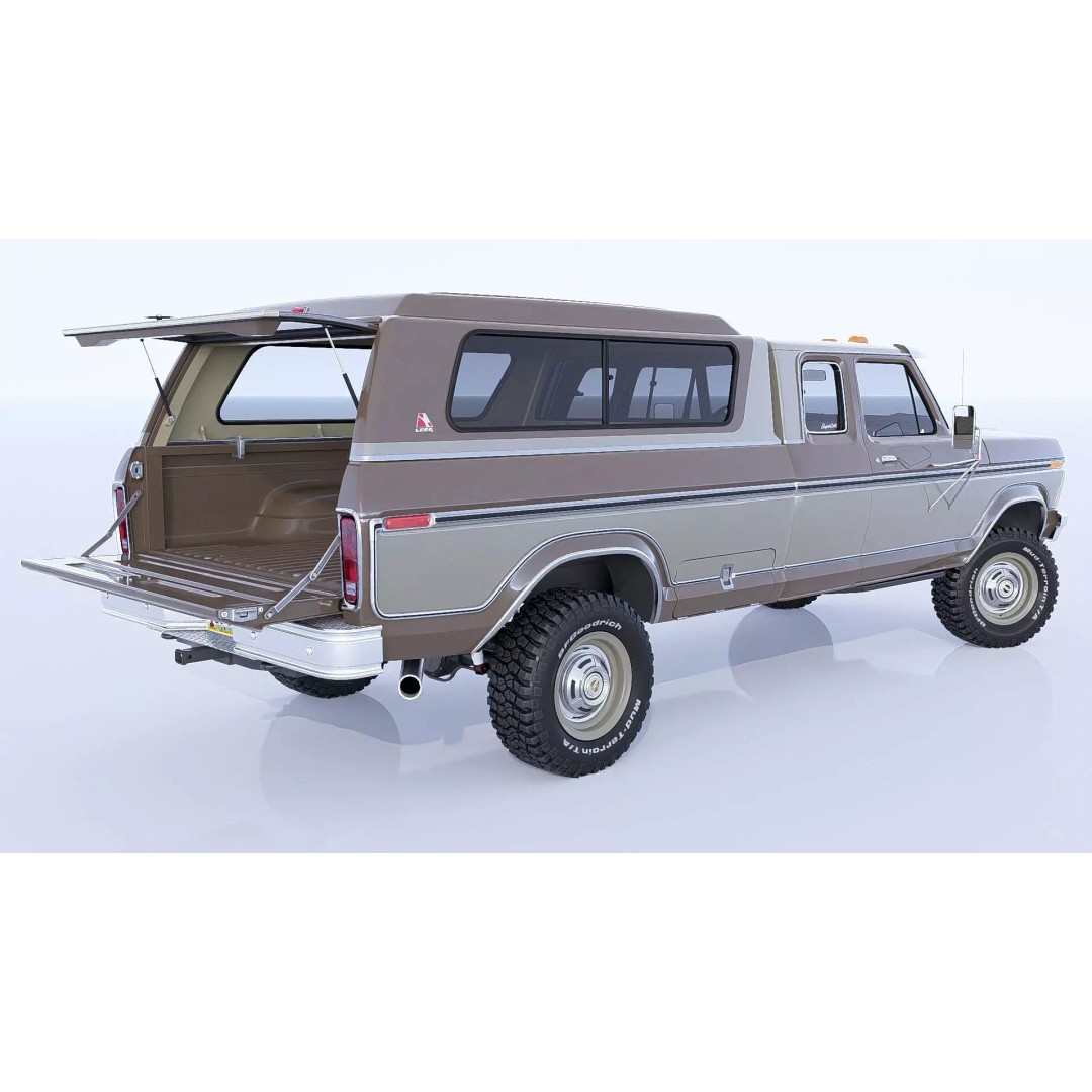 1978 F-350 SuperCab 3D Model – High Poly Truck with Bed Cap, Blender, OBJ - View 21