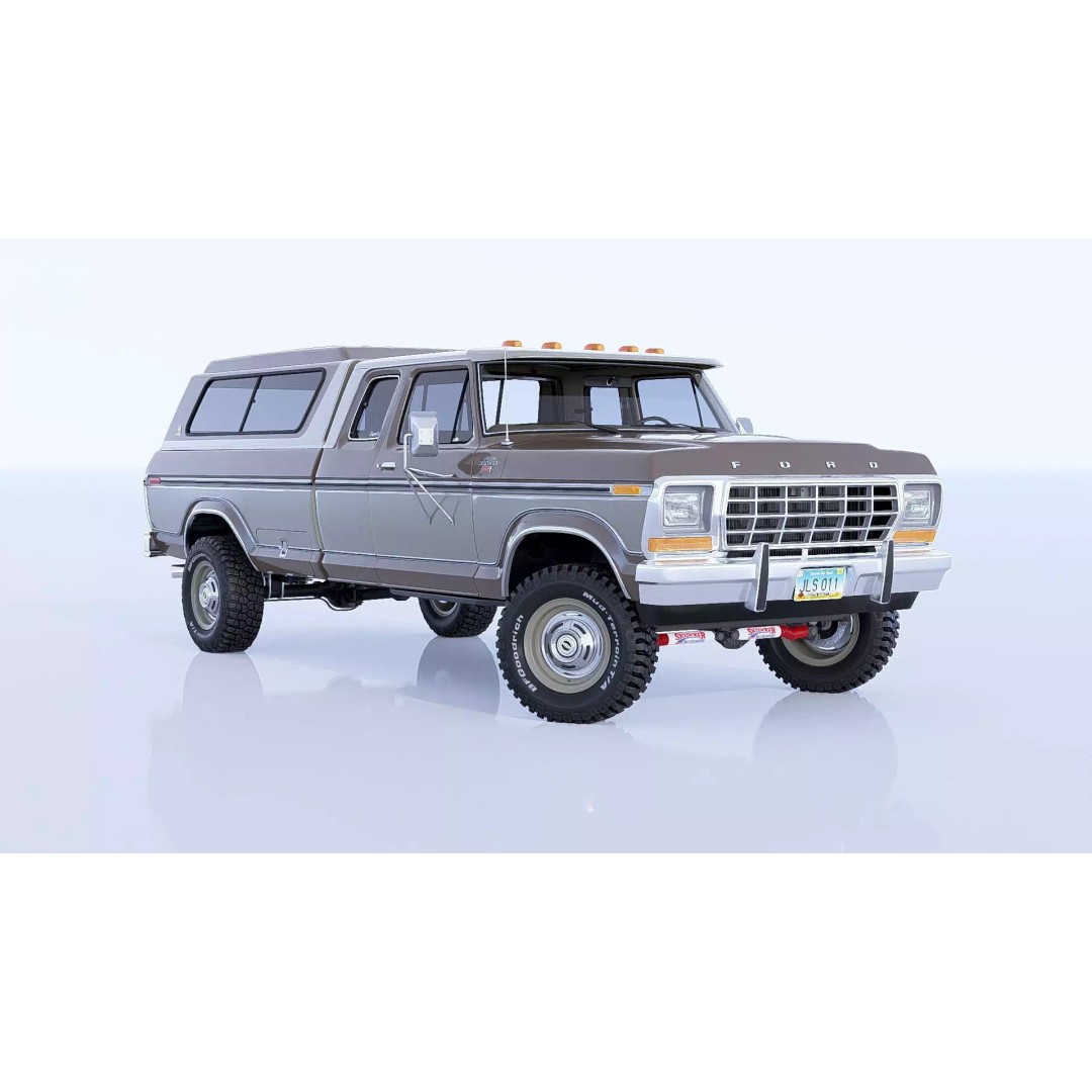 1978 F-350 SuperCab 3D Model – High Poly Truck with Bed Cap, Blender, OBJ - View 3