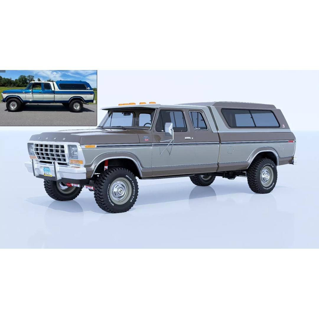 1978 F-350 SuperCab 3D Model – High Poly Truck with Bed Cap, Blender, OBJ - View 4